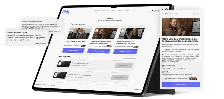 Calendario de eventos y encuentros de una comunidad Klubs